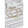 Gold Renk Pirinç Köşeli Kenar Halka 54 mm Kadın Küpe - TJ-BKP11767