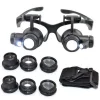Gözlük Modeli 10X 15X 20X 25X Lens 2 Led Işıklı Büyüteç 9892G
