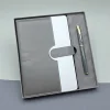 Gri Kutulu Deri Defter Roller Kalem Set