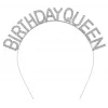 Gümüş Renk Kristal Taşlı Parlak Birthday Queen Yazılı Kraliçe Taç 16x17 cm