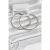 Gümüş Renk Pirinç Köşeli Kenar Halka 54 mm Kadın Küpe - TJ-BKP11768