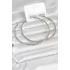 Gümüş Renk Pirinç Köşeli Kenar Halka 72 mm Kadın Küpe - TJ-BKP11770