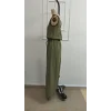 Kadın Askıdan Bağlamalı V Yakalı Belden Süs Bağcıklı Tulum