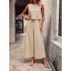 Kadın Askılı Bisiklet Yakalı Aerobin Kısa Bluz Ve Geniş Kesim Pantolon Ikili Takım