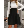 Kadın Askılı Düğmeli Mini Süet Elbise