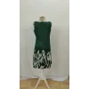 Kadın Askılı Yuvarlak Yakalı Yaprak Desenli Dalgıç Elbise