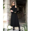Kadın Balıkçı Yaka Omuzlardan Açık Uzun Kollu Janjan Krep Elbise