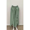 Kadın Beli Lastikli Bağcıklı önü Asimetrik Detaylı Aerobin Pantolon