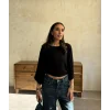 Kadın Kayık Yaka Yarasa Kol Dökümlü Kısa Bluz