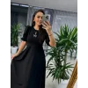 Kadın Kısa Kollu Bisiklet Yaka Fiyonk Broşlu Midi Janjan Krep Elbise