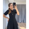Kadın Kısa Kollu Bisiklet Yaka Maksi Boy Ithal Krep Elbise