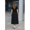 Kadın Kısa Kollu Bisiklet Yaka Yandan Yırtmaçlı Dantel Detaylı Uzun Viskon Elbise
