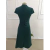 Kadın Kısa Kollu Hakim Yakalı Yırtmaçlı Midi Ithal Krep Elbise