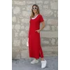 Kadın Kısa Kollu Içi Atlet Görünümlü Yandan Yırtmaçlı Uzun Viskon Elbise