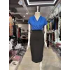 Kadın Kısa Kollu Kruvaze Yaka Krep Elbise (Kemersiz)