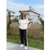 Kadın Kısa Kollu Modal Dokulu Kumaş Yanı şeritli Takım