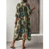 Kadın Kısa Kollu önü Açık Belden Kuşaklı Uzun Kimono
