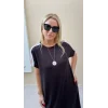 Kadın Kısa Kollu şerit Detay Midi Boy Elbise