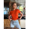 Kadın Kısa Kollu Tek Omuzu Açık Büzgülü Viskon Bluz