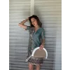 Kadın Kısa Kollu V Yakalı çiçek Baskılı Midi Süprem Elbise