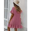 Kadın Kısa Kollu V Yakalı Kısa Puantıyeli şifon Elbise