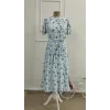 Kadın Kısa Kollu Yakalı Belden Kuşaklı Leopar Desenli Midi Süprem Elbise