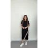 Kadın Kol Ve Etek şerit Detaylı Midi Boy Elbise