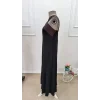Kadın önden çapraz Detaylı Iki Renkli Uzun Viskon Elbise