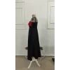 Kadın önden çapraz şerit Geçme Detaylı Blok Desenli Kiloş Midi Dalgıç Elbise