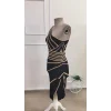 Kadın Tek Omuzdan Askılı Yandan Yırtmaçlı Midi Triko Elbise