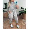Kadın Uzun Kollu Balıkçı Yaka önden Düğmeli Bluz Ve Pantolon Yumoş Ikili Takım