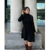Kadın Uzun Kollu Balıkçı Yaka Salaş Kusa Akrilik Elbise