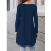 Kadın Uzun Kollu Bisiklet Yaka Asimetrik Kesim Detaylı Dantelli Viskon Bluz