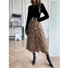 Kadın Uzun Kollu Bisiklet Yaka Ithal Krep Bluz Alt Desenli Modal Midi Elbise