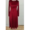 Kadın Uzun Kollu Bisiklet Yaka Midi Kadife Elbise