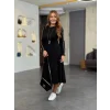 Kadın Uzun Kollu Bisiklet Yaka Midi Modal Elbise