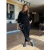Kadın Uzun Kollu Bisiklet Yaka Viskon Iki Iplik Bluz Ve Pantolon Ikili Takım