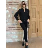Kadın Uzun Kollu Dökümlü Kruvaze Yaka Kol Ucu Gipeli Sandy Bluz