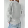 Kadın Uzun Kollu Düğme Detay Triko Bluz