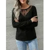 Kadın Uzun Kollu Geniş Yuvarlak Yaka Dantelli Viskon Iki Iplik Bluz