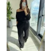 Kadın Uzun Kollu Tek Omuzdan Açık Modal Bluz Ve Pantolon Ikili Takım