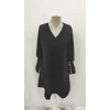 Kadın Uzun Kollu V Yakalı Kısa Ithal Krep Elbise