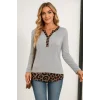 Kadın Uzun Kollu Yakadan Düğmeli Leopar Detaylı Kaşkorse Bluz