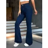 Kadın Yüksek Bel Paçaya Doğru Geniş Kot Pantolon