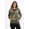 Kamuflaj Desenli 2 İplik 4 Mevsim Kapüşonlu Kanguru Cepli Hoodie Sweatshirt - Kamuflaj