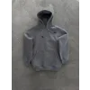 Kapşonlu Üç İplik Penye Basic SweatShirt - Boyalı Gri