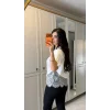 Kısa Kollu Bısıklet Yakalı Dantel Detaylı Vıskon ıkı ıplık Bluz