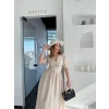 Kısa Kollu Uzun Elbise - Kırık Beyaz