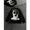 Kışlık Bisiklet Yaka Baskılı SweatShirt - Siyah