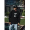 Kışlık Bisiklet Yaka Baskılı SweatShirt - Siyah